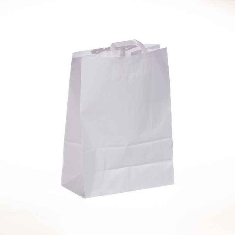 Borsa carta bianca manico piattino 32+16x44 cm | Crovegli