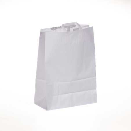 Borsa carta bianca manico piattino 32+16x44 cm | Crovegli
