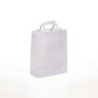 Borsa carta bianca manico piattino 22+10x30 cm | Crovegli