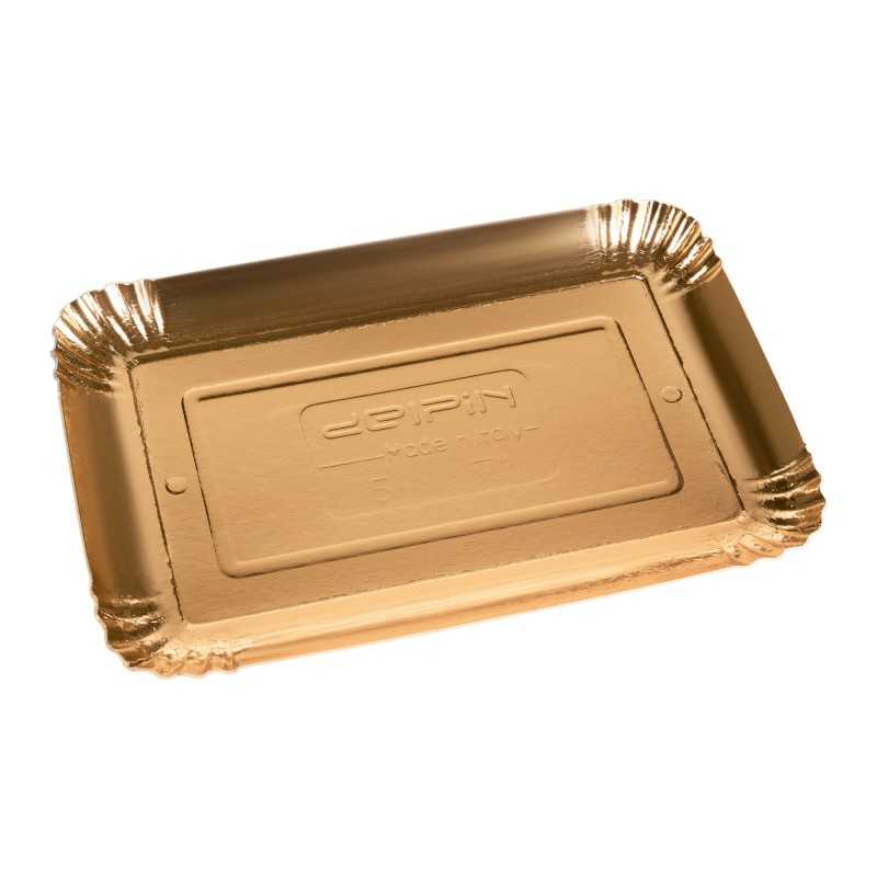 Vassoio cartone oro n.2 12x18 cm pasticceria gelateria | Crovegli