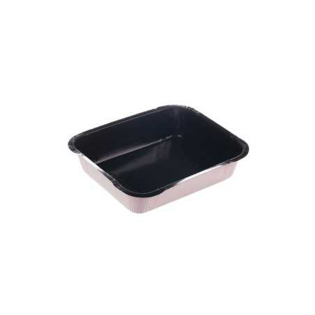 Vaschetta cellulosa VS45P nera termosaldabile 180x210 H45 4 porzioni microonde | Crovegli