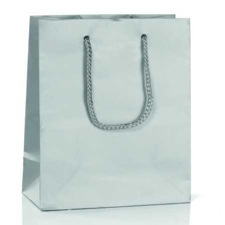 Borsa porta panettone carta argento 24x24x35 cm | Crovegli