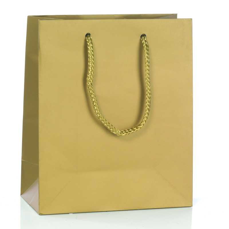 Borsa porta panettone carta oro 24x24x35 cm | Crovegli