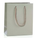 Borsa in carta color tortora manico cordoncino 27x37+12 cm | 12 pezzi