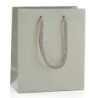 Borsa carta tortora manico cordoncino 27x37+12 cm | Crovegli