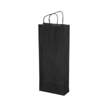 Portabottiglie carta biokraft nera 14+9x38 cm cordino | Crovegli