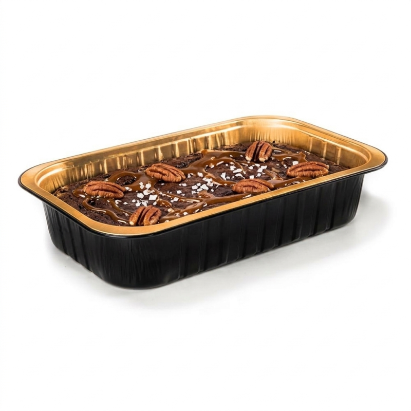 Contenitore alluminio laccato nero/oro 4 porzioni | Crovegli