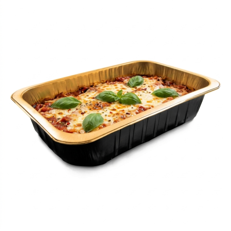 Contenitore alluminio laccato nero/oro 6 porzioni | Crovegli