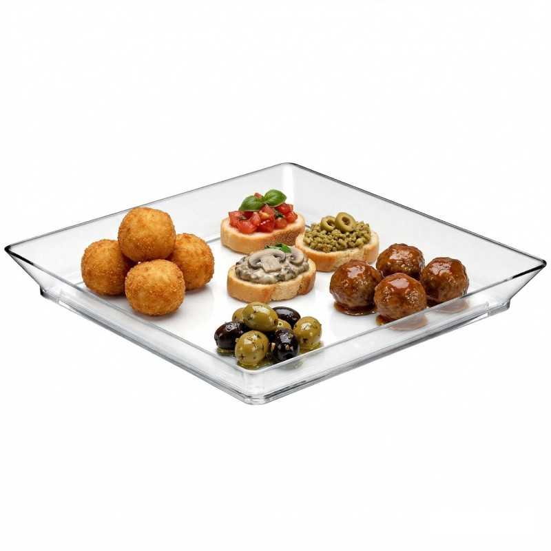 Piattino quadrato trasparente 13x13 cm finger food buffet | Crovegli