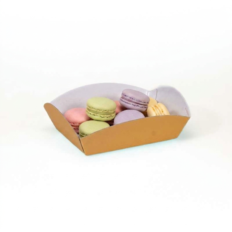 Vassoio Daisy cartone ondulato dorato 14x22,5 cm frappe chiacchiere pasticceria | Crovegli