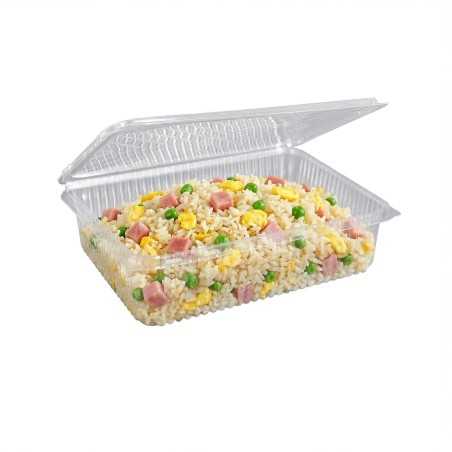 Vaschetta PET rettangolare 19x14,8 cm H 70 mm 1000cc coperchio | Crovegli