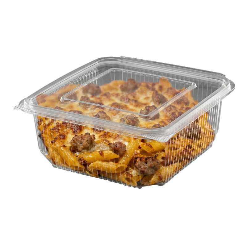 Vaschetta PET rettangolare 19x19,3 cm H 90 mm 2000cc coperchio | Crovegli