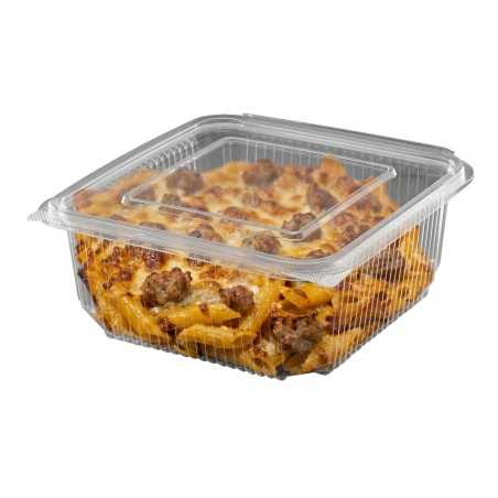 Vaschetta PET rettangolare 19x19,3 cm H 90 mm 2000cc coperchio | Crovegli