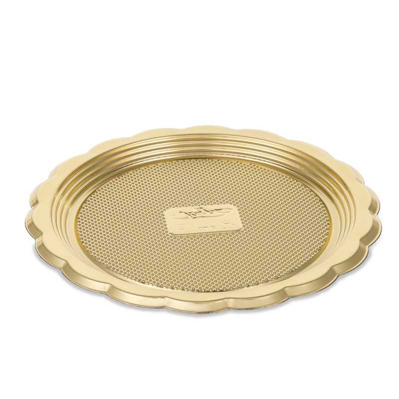 Vassoio tondo dorato PS Ø12 cm bordo smerlato | Crovegli