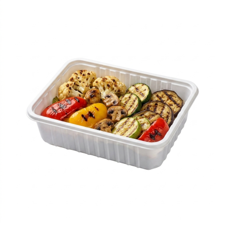 Vaschetta plastica bianca G9 400cc patatine street food | Crovegli