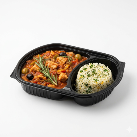 Vaschetta Caterbox PP nero 2 scomparti microonde | Crovegli