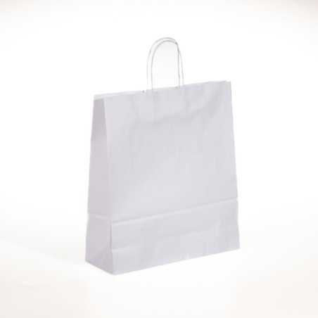 Borsa carta bianca manico ritorto 36+12x43 cm | Crovegli