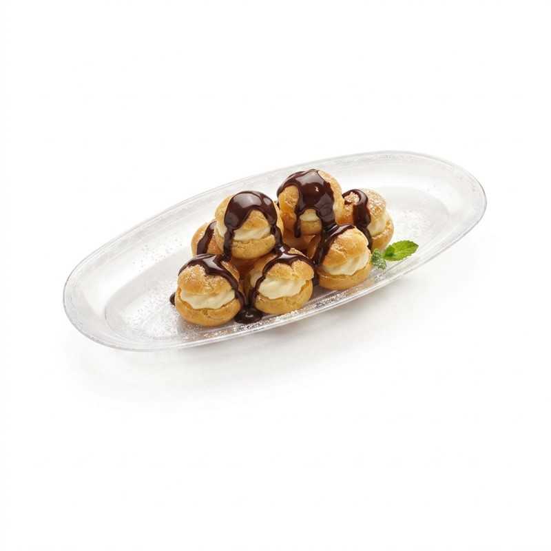 Vassoio ovale trasparente profitteroles 28,5x14,5 cm | Crovegli