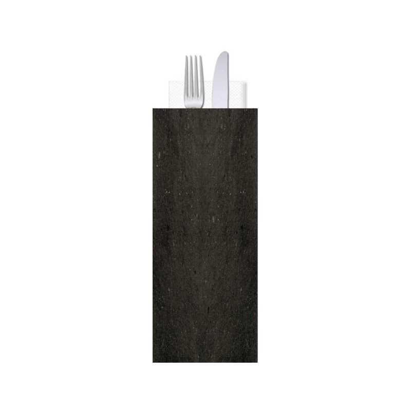 Busta portaposate gialla nero tovagliolo 38x38 | Crovegli
