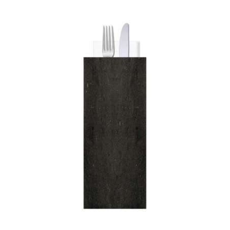 Busta portaposate gialla nero tovagliolo 38x38 | Crovegli