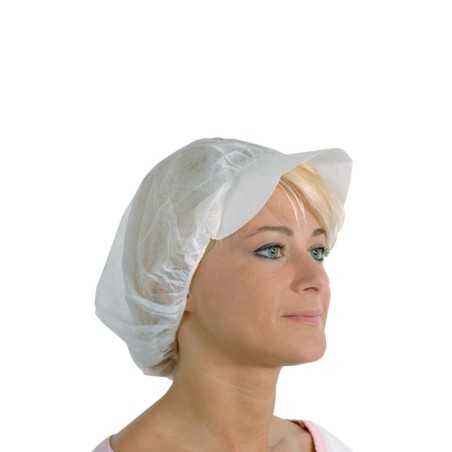 Cuffia monouso donna TNT bianco con visiera | Crovegli