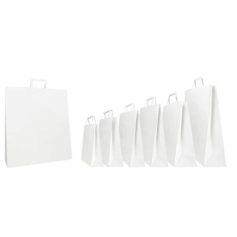 Borsa carta bianca duplex manico ritorto 32+23x35 | Crovegli