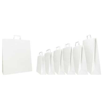 Borsa carta bianca duplex manico ritorto 32+23x35 | Crovegli