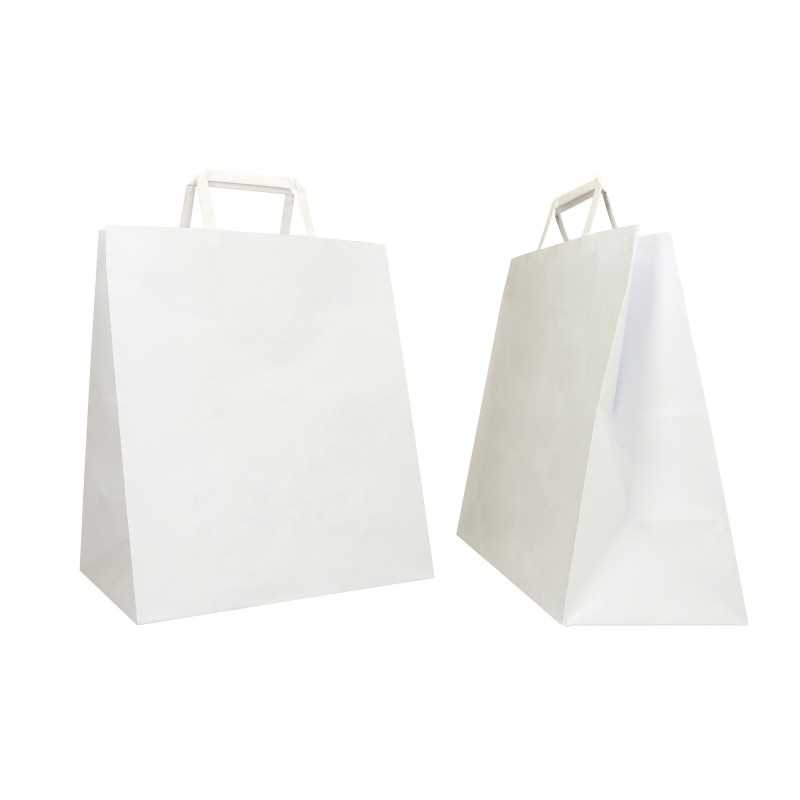 Borsa carta bianca manico ritorto take-away 25+15x24 | Crovegli