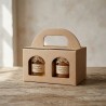 Cestello porta vasetti piccoli kraft avana 2 vasetti 17x8x9 cm finestra apribile | Crovegli