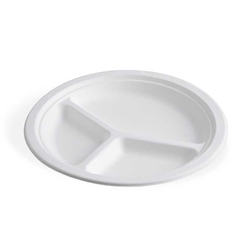 Piatto 3 scomparti polpa cellulosa bio PFAS free Ø26 cm | Crovegli