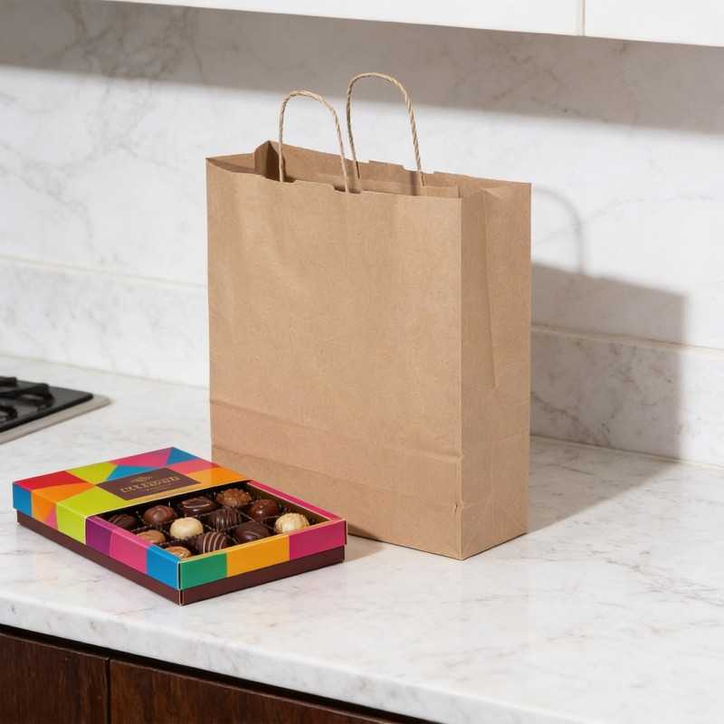 Borsa carta avana manico ritorto 36+12x43 cm | Crovegli