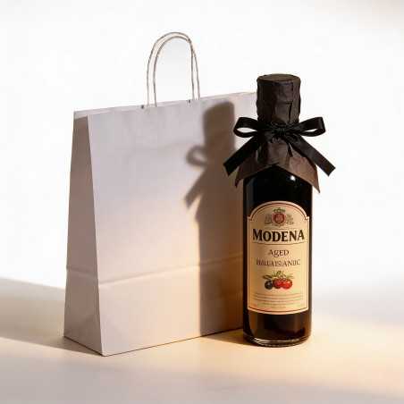 Borsa carta bianca manico ritorto 36+12x43 cm | Crovegli