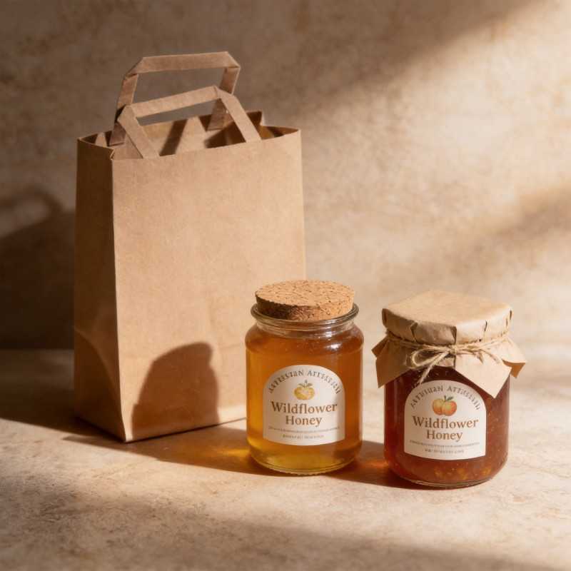 Borsa carta avana manico piattino 18+7x25 cm | Crovegli