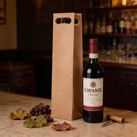 Portabottiglie carta avana manico a fagiolo 11x9x42 | Crovegli