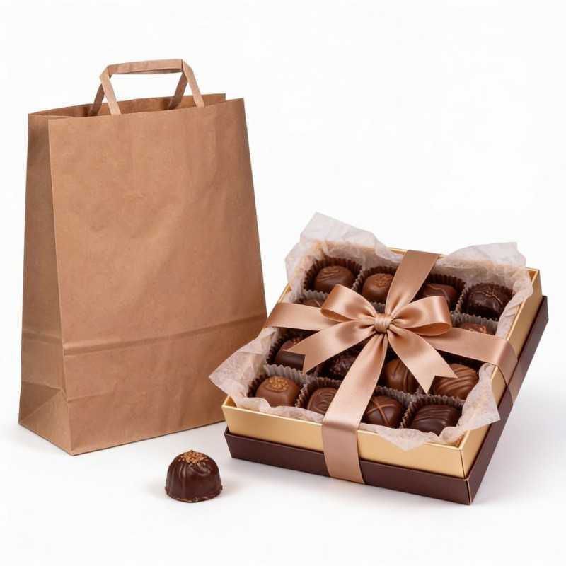 Borsa carta avana manico piattino 26+11x35 cm | Crovegli