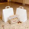 Borsa carta bianca manico piatto 36+24x30 cm take-away | Crovegli