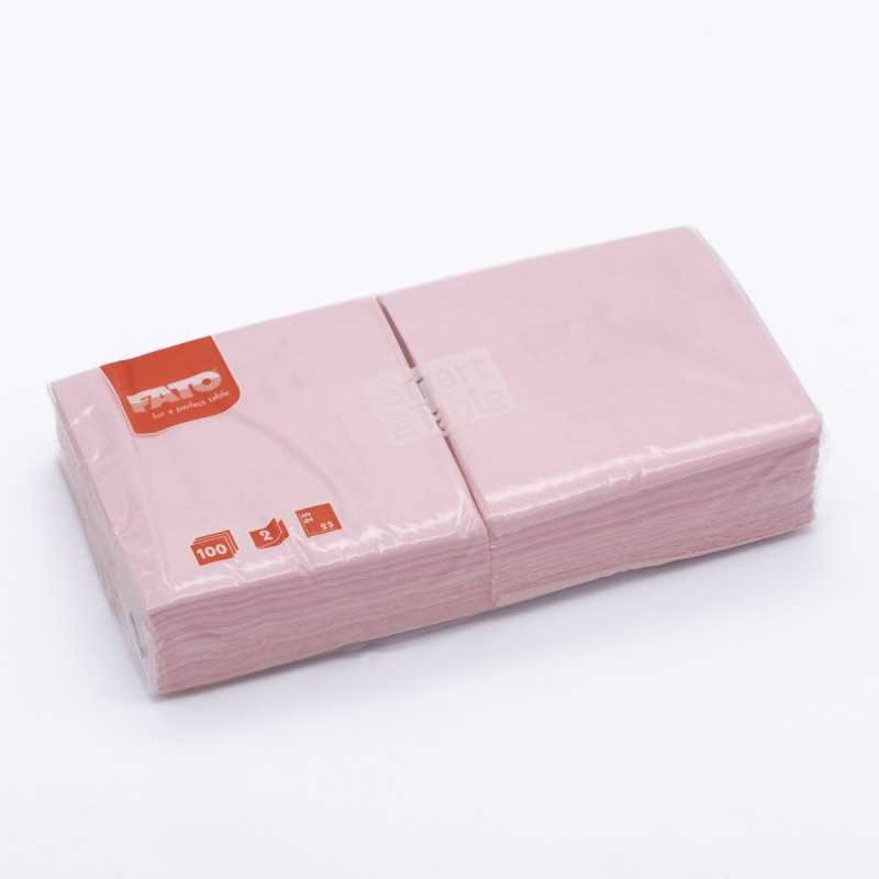 Tovagliolo carta rosa 2 veli 24x24 cm bar buffet | Crovegli