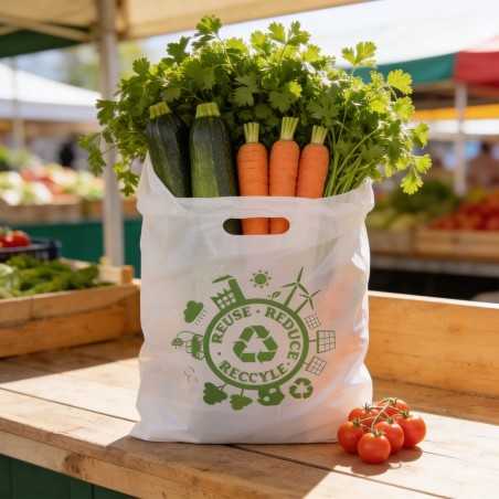 Shopper LDPE riutilizzabile manico a fagiolo 35+20x60 cm 61 g | Crovegli
