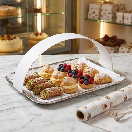 Striscia cartone patinato bianco 3x100 cm bordo vassoio pasticceria | Crovegli