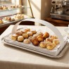 Striscia cartone patinato bianco 3x50 cm bordo vassoio pasticceria | Crovegli