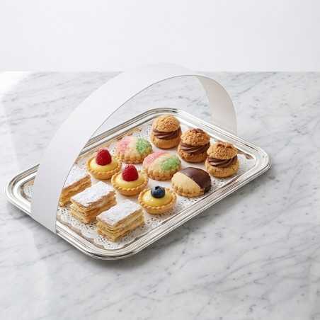 Striscia cartone patinato bianco 5x50 cm bordo vassoio pasticceria | Crovegli