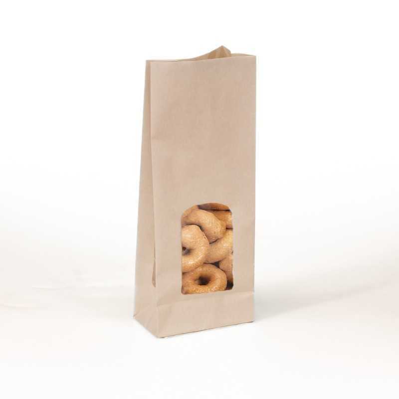 Sacchetto avana antigrasso finestra 14+9x36 cm non saldabile | Crovegli