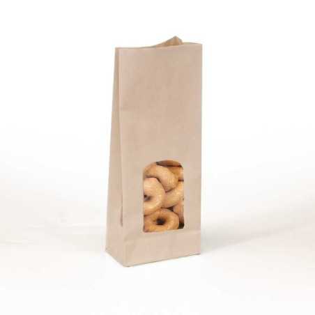 Sacchetto avana antigrasso finestra 14+9x36 cm non saldabile | Crovegli