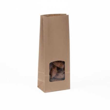 Sacchetto avana politenato termosaldabile finestra 13+8x34 cm | Crovegli
