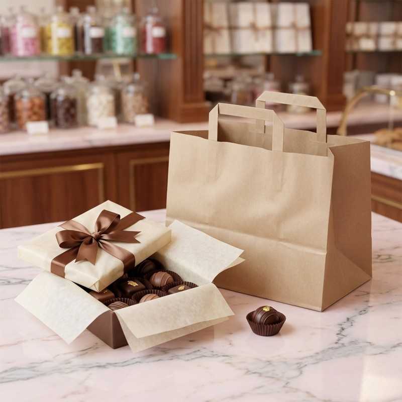 Borsa avana manico piatto take-away 32+20x23 cm | Crovegli