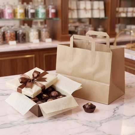 Borsa avana manico piatto take-away 32+20x23 cm | Crovegli