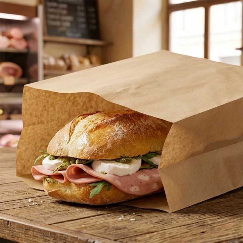 Sacchetto carta avana antigrasso 15x30 cm asporto brioche panini | Crovegli