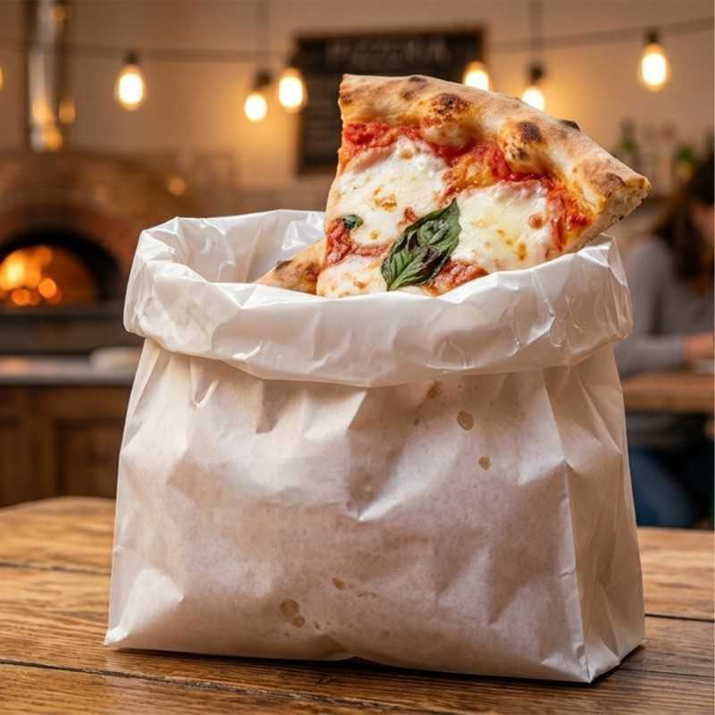 Sacchetto kraft bianco politenato antiunto 14x30 cm panini pizzette | Crovegli