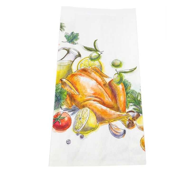 Sacchetto carta kraft bianco politenato salvagoccia pollo spiedo 18+6x35 cm | Crovegli