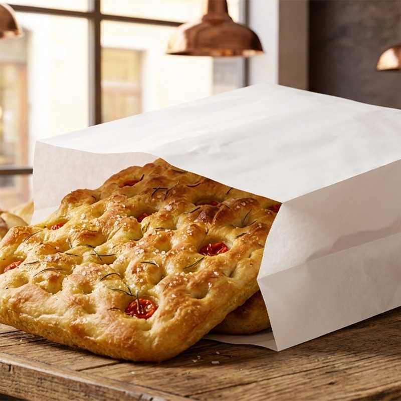 Sacchetto kraft bianco politenato antiunto 12x30 cm panini pizzette | Crovegli